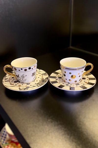 Lucky Art Milana Bone Coffee Cup Set for 2 People