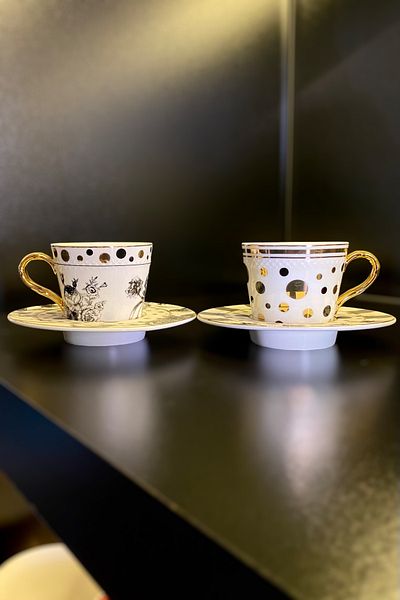 Lucky Art Milana Bone Coffee Cup Set for 2 People