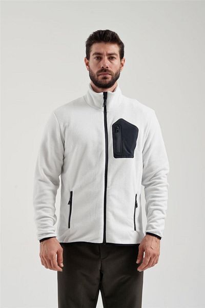 Exuma Fleece alb cu fermoar complet pentru bărbați 2312003