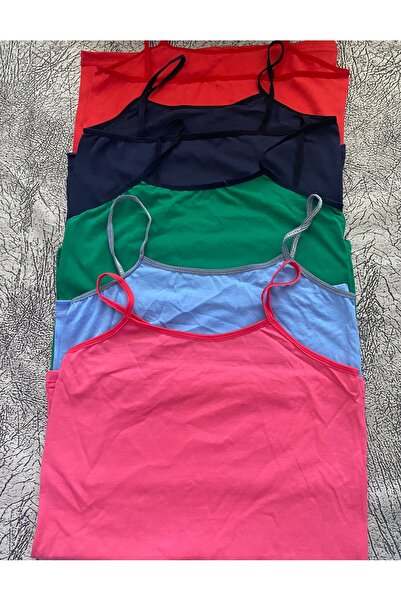 EBRULİ BUTİK06 Women's Combed Cotton Tank Top with 5 Rope Straps