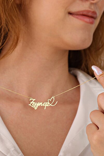 HomSilverjewelry 925 Ayar Gümüş Kişiye Özel Isimli Kalp Tasarımlı Kadın Kolye