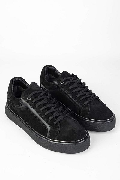 Tamer Tanca Women's Genuine Leather Black Suede Sneakers & Sports Shoes