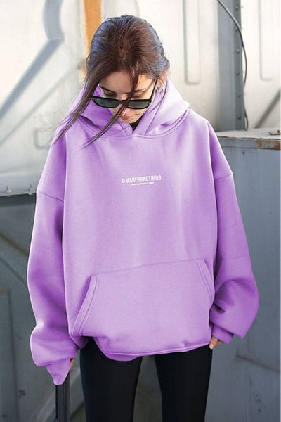 Madmext Lila bedrucktes Oversize-Sweatshirt „Mad Girls“ MG1287
