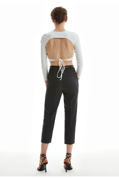 Quzu High Waist Belt Detailed Trousers