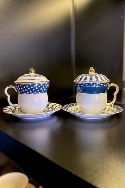 Lucky Art 2-Person Tea/Nescafe Cup Set with Lid