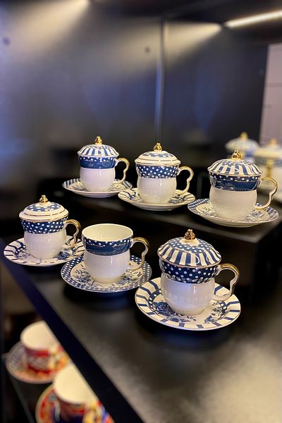 Lucky Art 6-Person Tea/Nescafe Cup Set with Lid