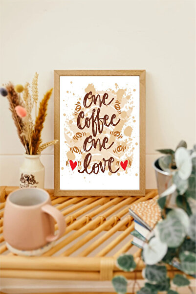 beedene Kahve Köşesi Ahşap Çerçeveli Tablo Modern Minimalist Coffee