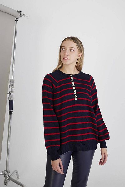 Addax Crew Neck Buttoned Knitwear Sweater K3860-D13