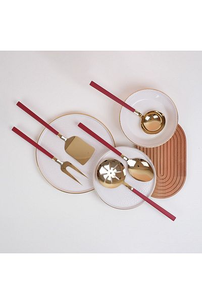 Glore Rio 5-Piece Sauce Serving Set Shiny Gold Red