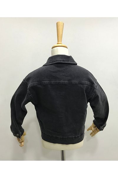 Çikoby Girl's Black Crop Jean Coat