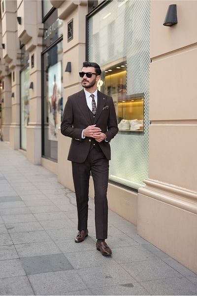 LONATOLİA Men's Suit Metal Button Swallow Collar Italian Cut Slim Fit Jacket Pants