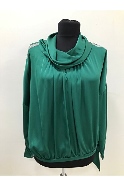 NOMİNAL Degaje Yaka Omuzu Taş Şeritli Bluz