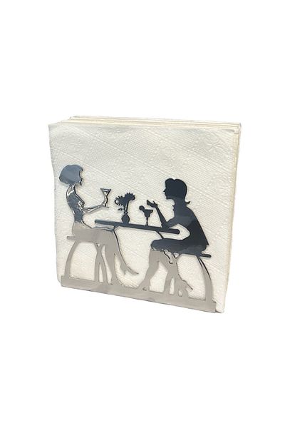 decorelax Chat Themed Silver Metal Napkin Holder