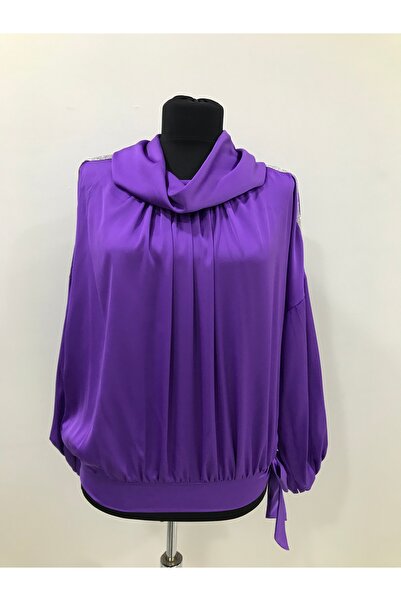 NOMİNAL Degaje Yaka Omuzu Taş Şeritli Bluz