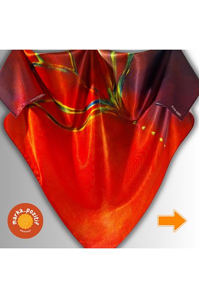 POZİTİF MRK Meditation Collection Lotus Flower Ethnic Chakra Red Navy Bandana Kerchief