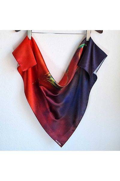 POZİTİF MRK Meditation Collection Lotus Flower Ethnic Chakra Red Navy Bandana Kerchief