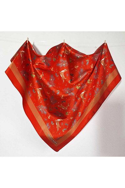POZİTİF MRK GIFT RED SCARF NEW YEAR DEER PATTERNED