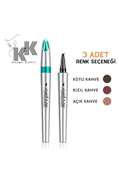 kozmokalite %100 Kalıcı Özel Formül Su Geçirmez Kaş Dövmesi Kaş Kalemi