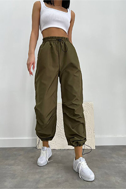 Neşeli Butik Дамски панталон с детайли от парашутен плат GTS032