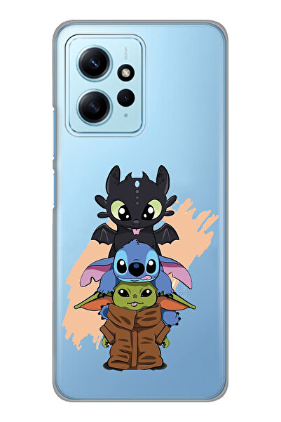 Magic Ring Redmi Note 12 4G Uyumlu Sevimli Baby Yoda ve Stitch Desenli Şeffaf...