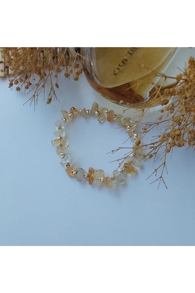 By Song Aksesuar Yellow Citrine Natural Stone Bracelet