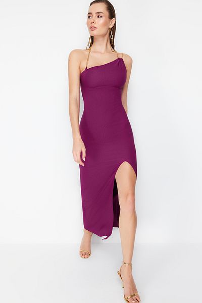 Trendyol Collection Βραδινό φόρεμα μακρύ υφαντό από δαμάσκηνο - TPRSS23EL00509