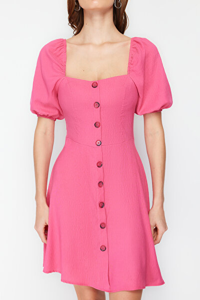 Trendyol Collection Μίνι υφαντό φόρεμα με φούξια μπαλόνι μανίκι TWOSS20EL2314