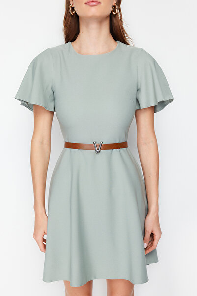 Trendyol Collection Mini rochie țesută cu volan, fustă cu curea mentă TWOSS24EL00603