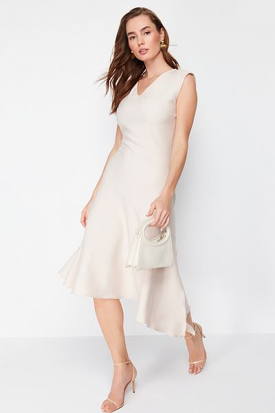 Trendyol Collection Πολύχρωμο Κέντημα Ασύμμετρο Μίντι Φόρεμα TWOSS24EL00513