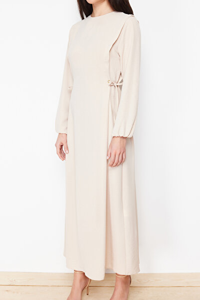 Trendyol Modest Φόρεμα Aerobin με ελαστικό μανίκι με σχοινί - Πέτρινη μέση TCTSS22EB00104