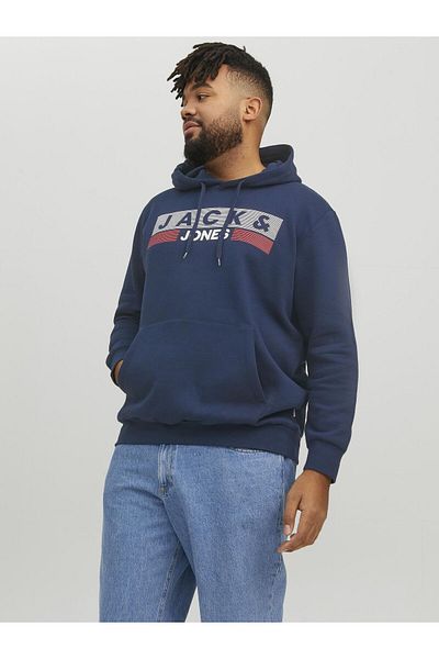 Jack & Jones Plus Kapuzenpullover Büyük Beden Logosu Kapuzenpullover