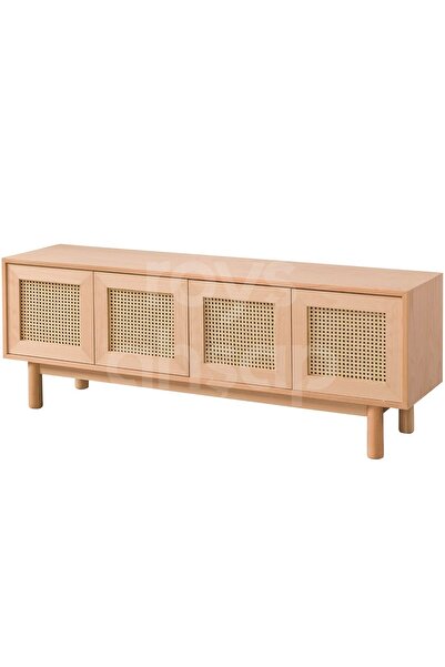 ROYS AHŞAP Roys Ahşap 4584 Masif Ham 180 Cm Modern Hasırlı Tv Ünitesi
