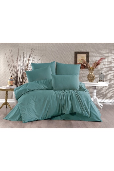 Alena Home Style طقم غطاء لحاف مزدوج سادة من سلسلة القطن الذهبي مع ملاءات مرنة