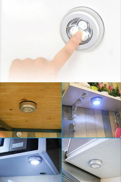 GİLLİ STORE Dolap İçi Led Aydınlatma Yapışkanlı Led Işık Kablosuz Dokunmatik Led Lamba 3 Adet