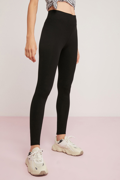 ETHIQUET Ember Women's Cotton Thick Textured Body Fully Hugging Long Recovery Black Leggings