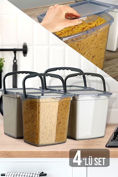 Meleni Home 4-Piece Flour and Pulses Container 6 Liters - Platinum Series