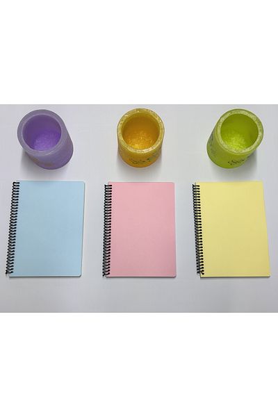 kafanot Set de 3 caiete cu pagini colorate 80 de coli A5 (dimensiune medie) - fără linii