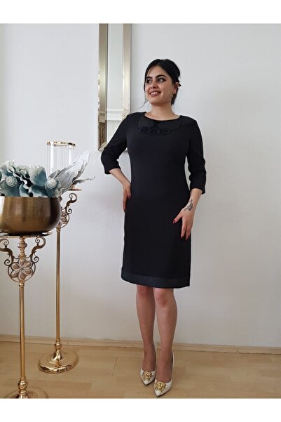 FERGAN Women's Black Plus Size Dress