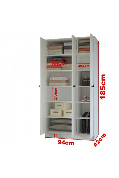 MOBİLİQUE Selimiye 3Kapaklı Raflı Dolap