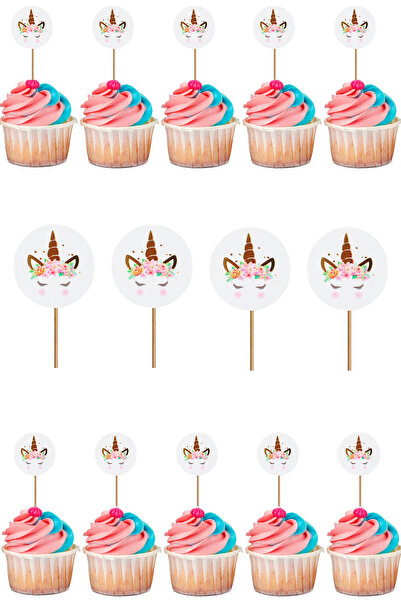 Yusuf Dirik YD Party Supplies 20 مسواك كب كيك تحت عنوان يونيكورن