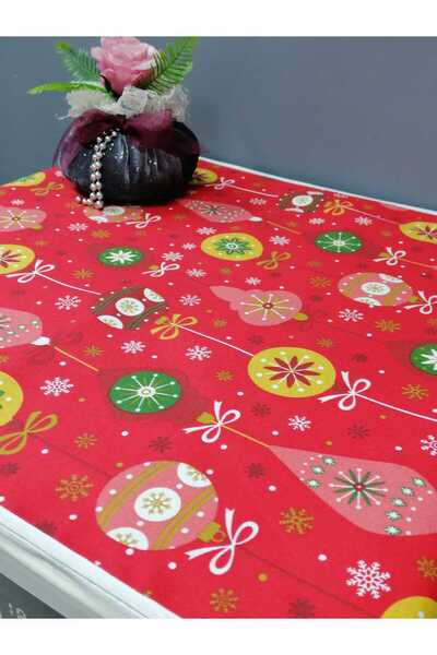 Başak Ev Tekstili RED NEW YEAR PATTERNED DUCK FABRIC WASHING AND DRYER COVER 120X60CM