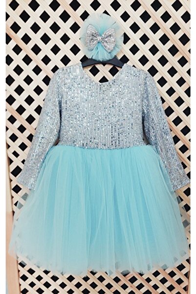 babysmile Mavi Zara Payet Elbise Tütü Fiyonklu