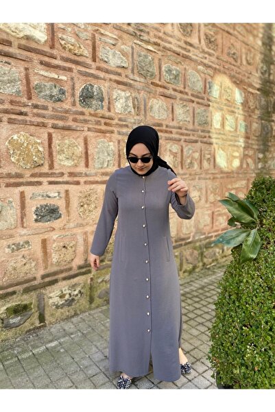 OKTAYUSTA COLLECTİON Plain Daily Pocket Buttoned Full Length Abaya