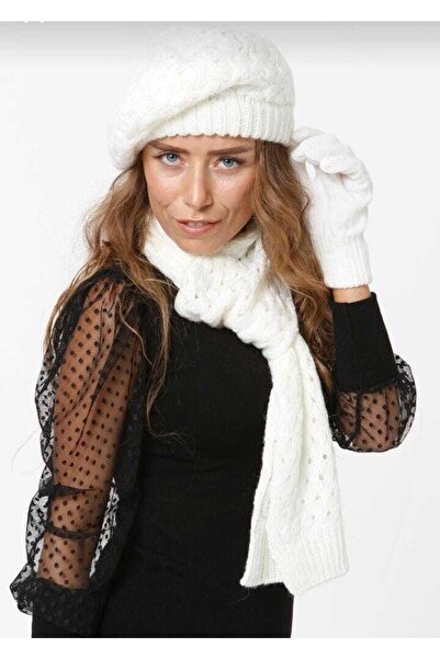 sema aksesuar New Season Women's Painter Beret - Scarf - Gloves Set - Set of 3 - New Year New Year Christmas Gift