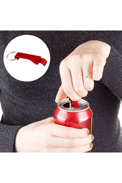 Sensoria Metal Keychain-Shaped Bottle Opener Multi-Purpose Box Bottle Cap Opener Beer Opener Red Color