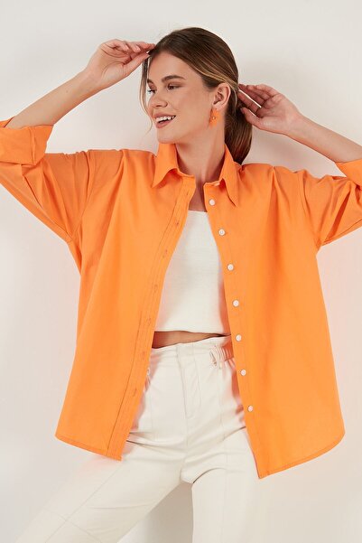 Lela Oversize % 100 Pamuk Gömlek Bayan Gömlek Cf21s163867