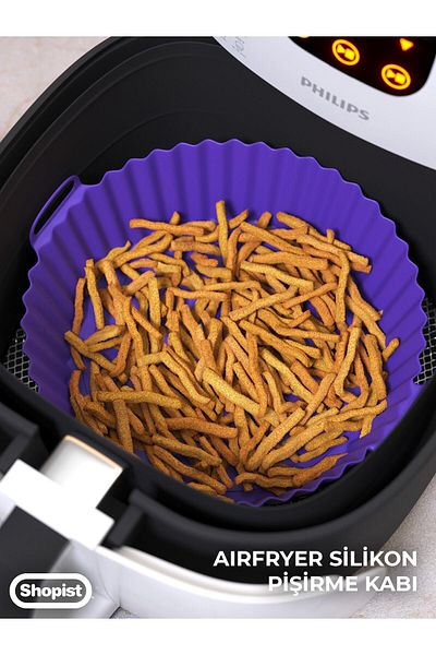 SHOPİST Purple Airfryer Silicone Baking Dish 20x5 Cm Bpa Free Airfryer Baking Paper Accessory Mold