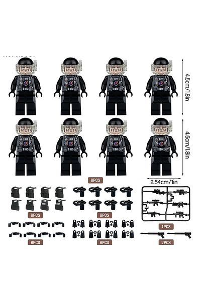 marimari Lego Compatible 8-Piece Swat Sailor Sat Police Set with Swat Boat