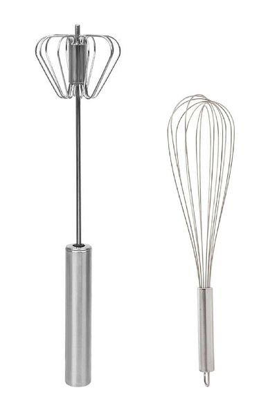 UNDERGROUND TRADE Set of 2 Steel Press Mixer and Wire Whisk
