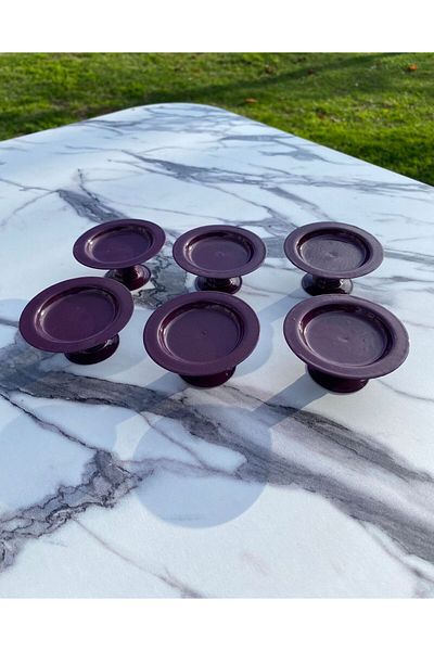 Aslı Hediyelik 6-Piece Purple Coffee Side Turkish Delight Bowl, Macaron Bowl, Sugar Bowl, Presentation, Coffee, Catering, Groom's Coffee Presentation